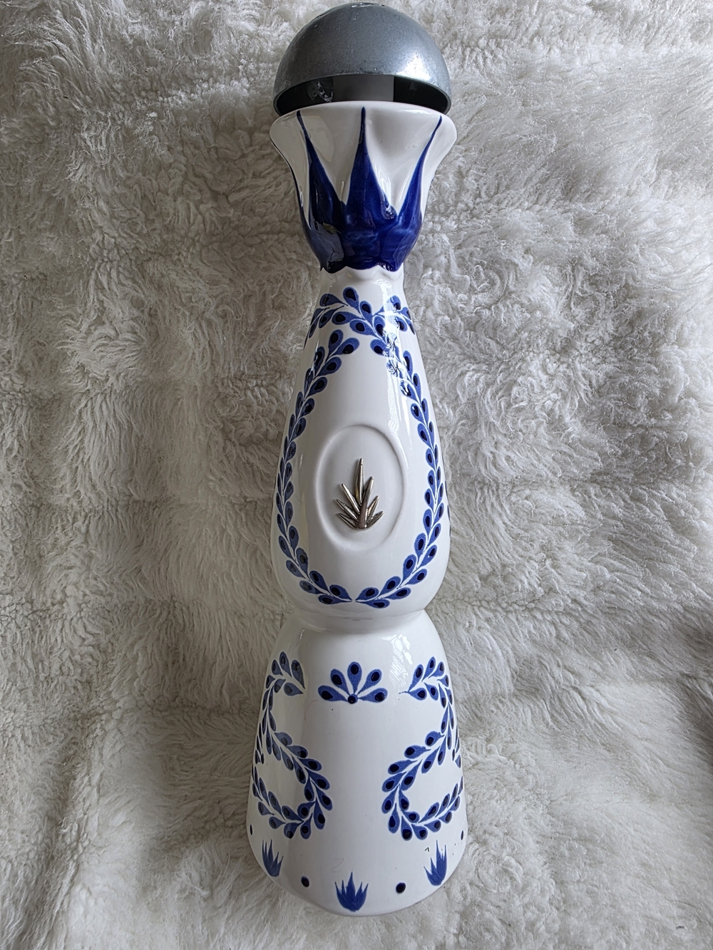 Vintage Tequila Clase Azul Empty  Blue and White Ceramic Container.